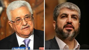 الرئيس الفلسطيني محمود عباس وخالد مشعل